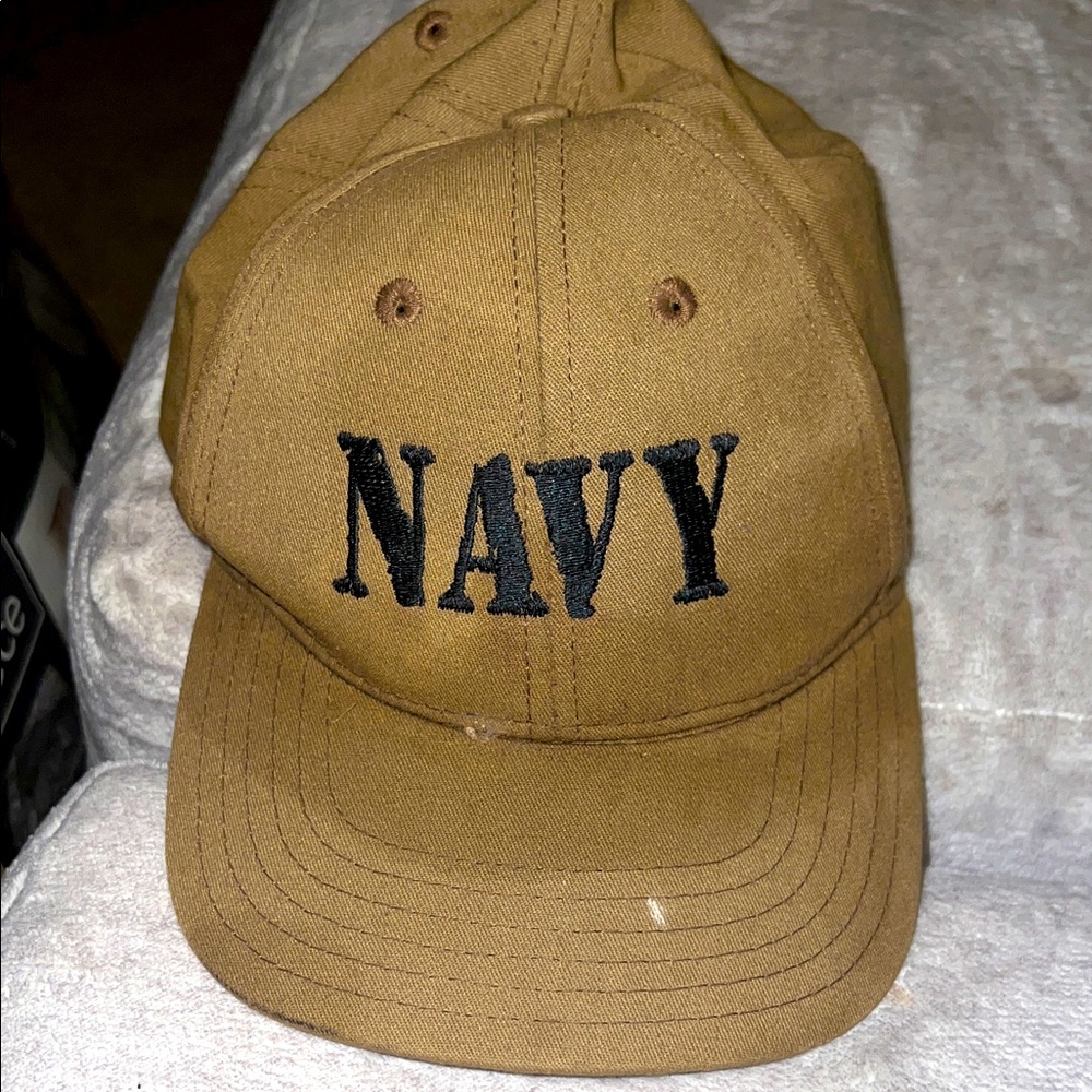 Brown 'NAVY' Embroidered Cap